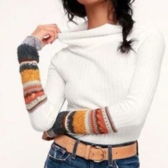 Free People Mixed Up Cuff Thermal Top Ivory Medium - Picture 1 of 6